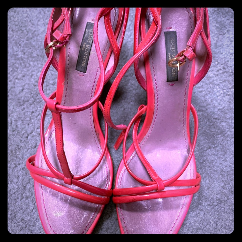 Louis Vuitton hot pink wedges